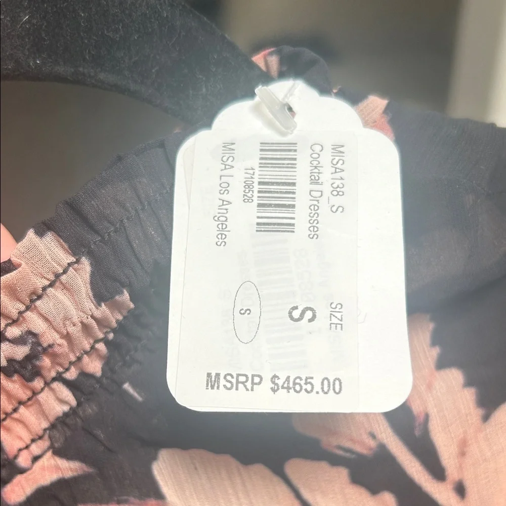 NWT Misa Los Angeles Black Maxi Dress with Blush Floral Print - Picture 5 of 6